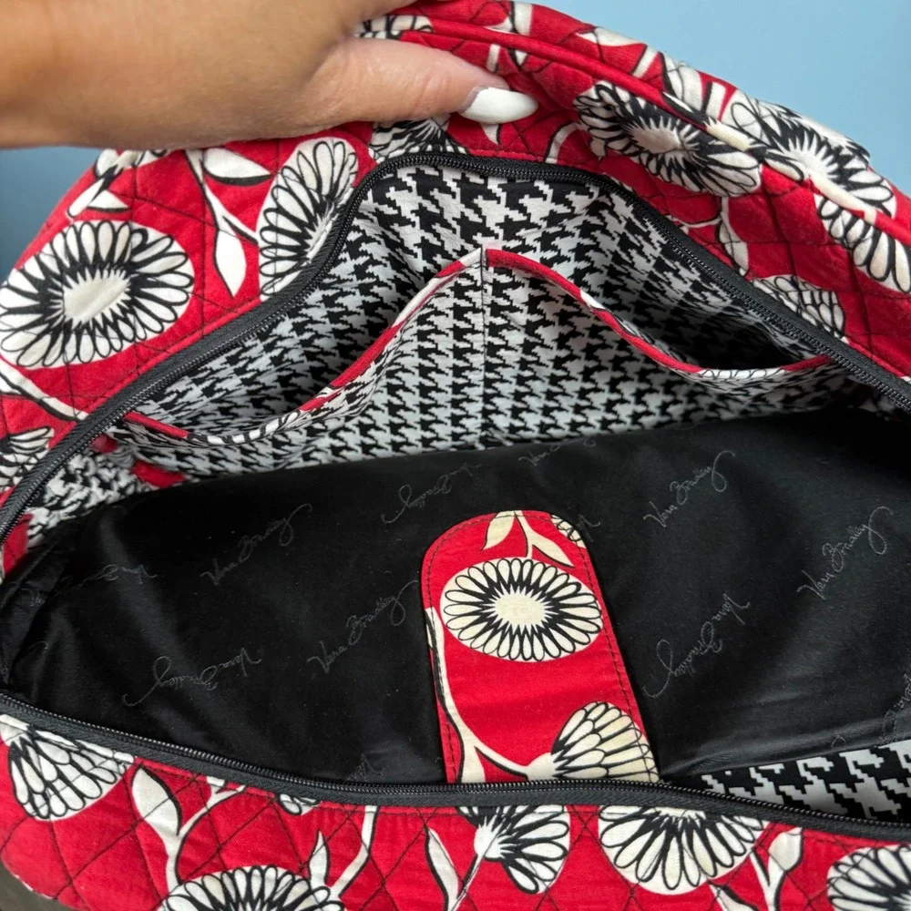 Vera Bradley Laptop Travel Bag Women Medium Red Poppy Floral Quilted Crossbody